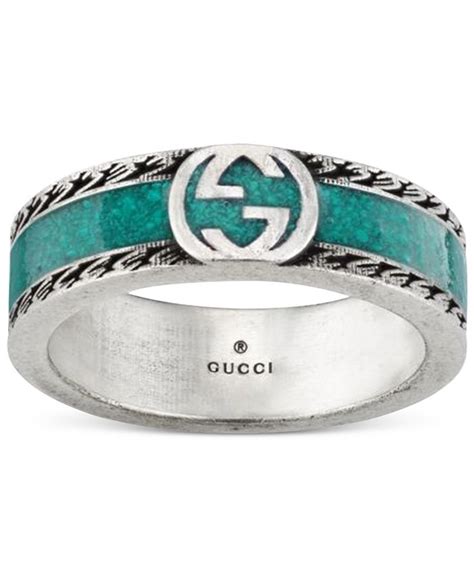 gucci ring with interlocking g turquoise|paved silver gucci nail ring.